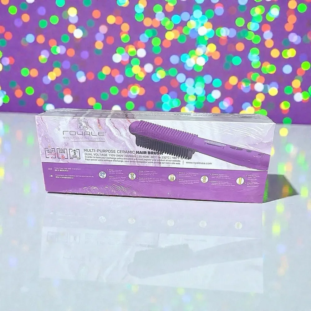 Royale Multi-Purpose Ceramic Hair Brush in Purple/Violet New in Sealed Box